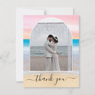 Carte De Remerciements Chic Blush rose violet Tropical Beach Arch Photo