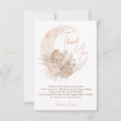 Carte De Remerciements Chic bohème rustique pampas floral lune mariage (Devant)