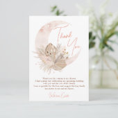 Carte De Remerciements Chic bohème rustique pampas floral lune mariage (Debout devant)