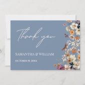 Carte De Remerciements Chic Boho Fleur sauvage Rustic Periwinkle Mariage (Devant)