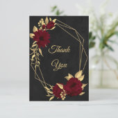 Carte De Remerciements Chic bordeaux et or noir (Debout devant)