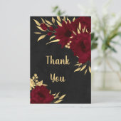 Carte De Remerciements Chic bordeaux et or noir (Debout devant)