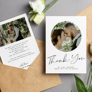 Carte De Remerciements Chic calligraphie 2 mariage photo