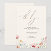 Carte De Remerciements Chic Calligraphie Boho Fleur sauvage Baby shower (Devant / Derrière)