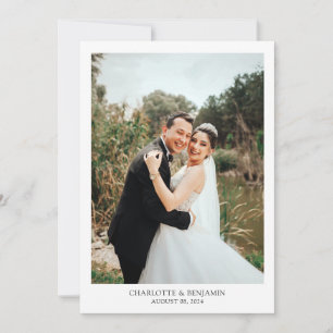 Carte De Remerciements Chic Calligraphie Coeur Script Photo Mariage