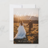 Carte De Remerciements Chic Calligraphie Elégant Mariage Photo (Devant)