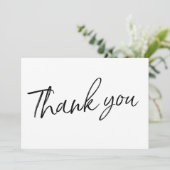 Carte De Remerciements Chic Calligraphie Main Lettré Mariage "Merci" (Debout devant)