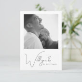 Carte De Remerciements Chic Calligraphie photo Best Man Proposition Card (Debout devant)