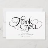Carte De Remerciements Chic Calligraphie Script Mariage photo (Devant)