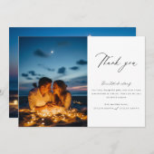 Carte De Remerciements Chic Calligraphie Script Mariage photo (Devant / Derrière)