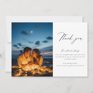 Carte De Remerciements Chic Calligraphie Script Mariage photo