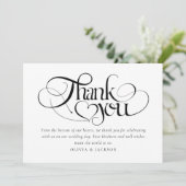 Carte De Remerciements Chic Calligraphie Script Mariage photo (Debout devant)