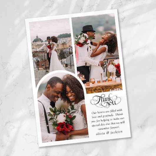 Carte De Remerciements Chic Calligraphie Script Mariage photo