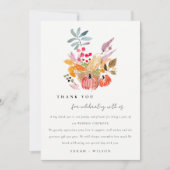 Carte De Remerciements Chic Citrouille de récolte d'automne Mariage d'aqu (Devant)