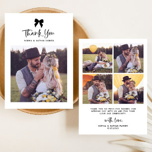 Carte De Remerciements Chic Coquette Bow avec photo Mariage