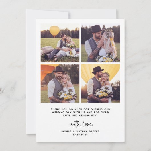 Carte De Remerciements Chic Coquette Bow avec photo | Mariage (Dos)