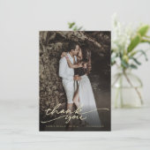 Carte De Remerciements Chic Cursive écriture Mariage photo (Debout devant)