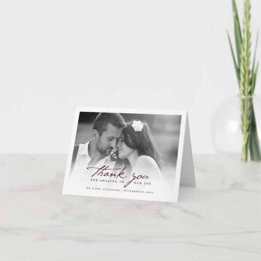 Carte de remerciements chic de mariage de (Devant)