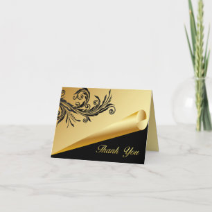 Carte de remerciements chic de noir et d'or
