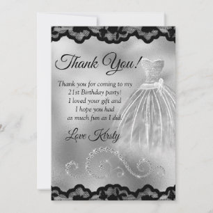Carte De Remerciements Chic Diamants Feuille d'Argent Anniversaire Tout Â
