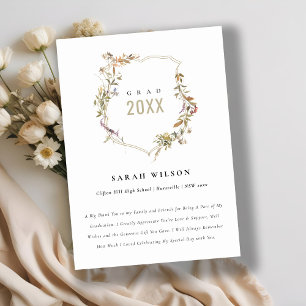 Carte De Remerciements Chic Dusky Rose Blush Fleur sauvage Crest Graduati