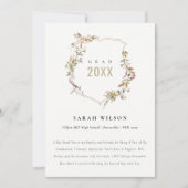 Carte De Remerciements Chic Dusky Rose Blush Fleur sauvage Crest Graduati (Devant)