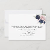 Carte De Remerciements Chic Elegant Blush Mariage bleu marine (Dos)