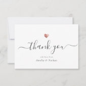 Carte De Remerciements Chic Elegant Moderne Script Rose Gold Heart (Devant)