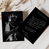 Carte De Remerciements Chic Elegant Script Black 3 Mariage photo
