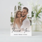 Carte De Remerciements chic et manuscrite photo mariage (Debout devant)