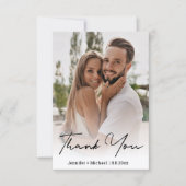 Carte De Remerciements chic et manuscrite photo mariage (Devant)