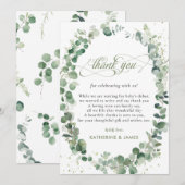 Carte De Remerciements Chic Eucalyptus Baby shower de verdure Anniversair (Devant / Derrière)