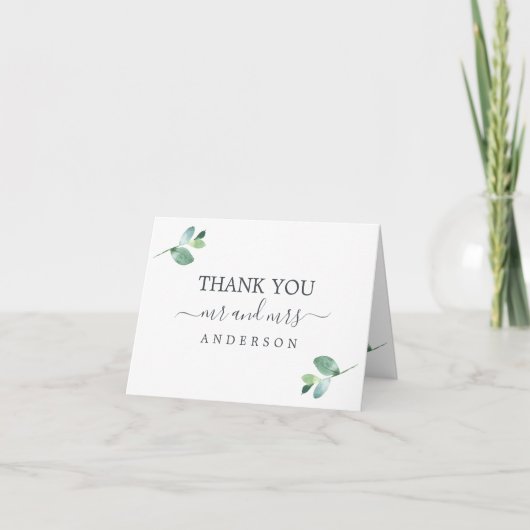 Carte De Remerciements Chic Eucalyptus Foliage Minimal Mariage Photo (Devant)