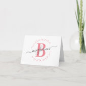 Carte De Remerciements Chic Girly Moderne rose blanc Nom Script Monogramm (Devant)