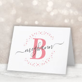Carte De Remerciements Chic Girly Moderne rose blanc Nom Script Monogramm