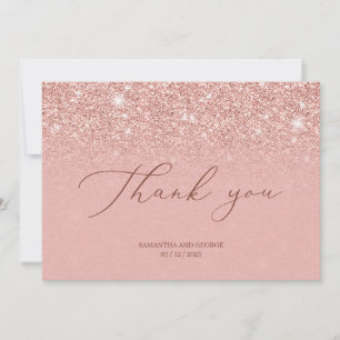 Carte De Remerciements Chic glamor rose parties scintillant or scintille 