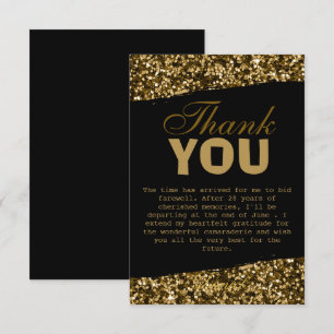 Carte De Remerciements Chic Gold Parties scintillant Sparkles Retraite Pa