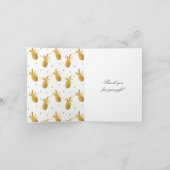Carte De Remerciements Chic Gold Pineapples and Dots Thank you (Intérieur)