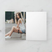 Carte De Remerciements Chic Graduation Photo Trendy Black Script Overlay (Intérieur)