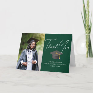 Carte De Remerciements Chic Green Graduate Photo Diplôme sur mesure
