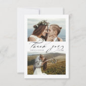 Carte De Remerciements Chic Hand Lettered 3 Photo Wedding (Devant)