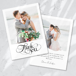 Carte De Remerciements Chic Heart Calligraphy Modern Photo Mariage