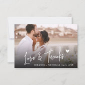 Carte De Remerciements Chic Love and Thanks Script 2 Photo Script Wedding (Devant)