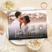 Carte De Remerciements Chic Love and Thanks Script 2 Photo Script Wedding