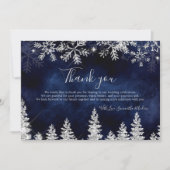 Carte De Remerciements Chic Marine hiver mariage de pin d'argent (Devant)