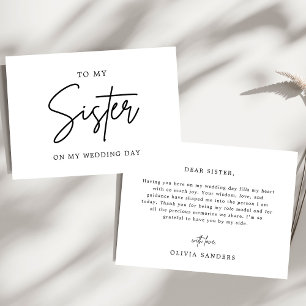 Carte De Remerciements Chic Minimaliste À Ma Soeur Le Jour De Mon Mariage