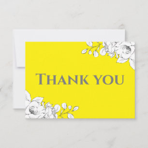 Carte De Remerciements Chic moderne brillant jaune floral blanc