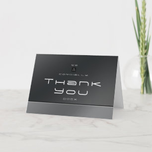 Carte De Remerciements Chic Moderne Entreprise Noir Argent