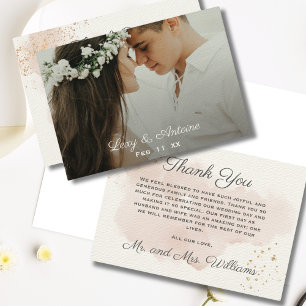 Carte De Remerciements Chic Moderne Mauve Aquarelle Or Mariage Photo