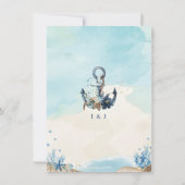 Carte De Remerciements Chic Nautical Ancre Beach Mariage moderne (Dos)